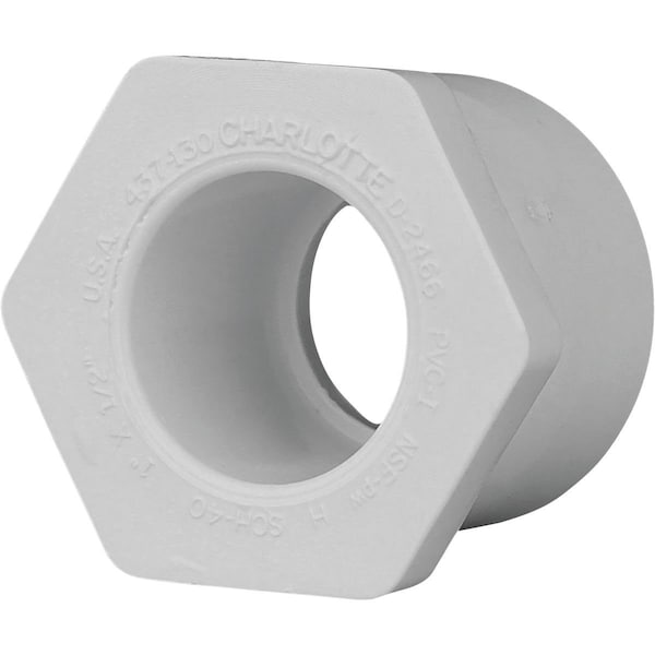 Charlotte Pipe And Foundry 1 In. SPG x 1/2 In. Slip Schedule 40 PVC Bushing PVC 02107 0700HA - main